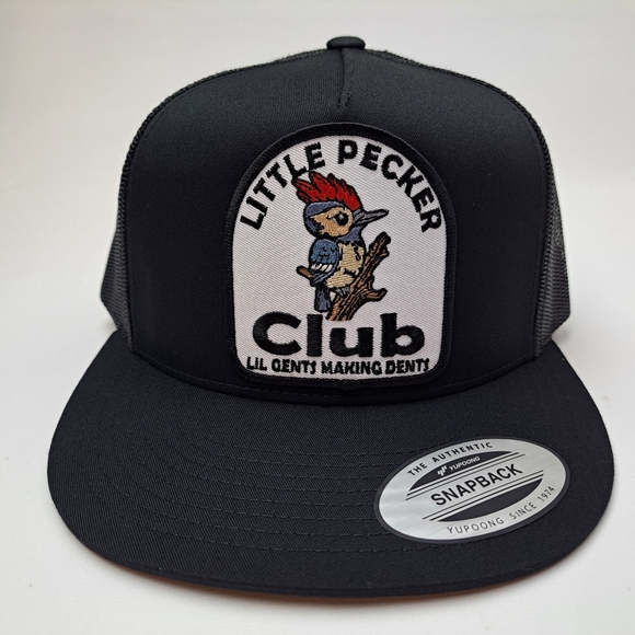 Little Pecker Club Patch Flat Bill Trucker Mesh Snapback Cap Black - Picture 1 of 4